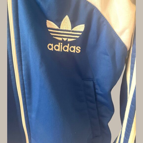 Vintage Adidas Trefoil 3 Stripe Track Jacket Asian Size M Zip Up Blue Y2K Japan - Picture 2 of 7